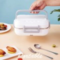 Lonchera eléctrica ideal para oficina o auto. 12V y 220V, con espacio para cubiertos y compartimentos herméticos. Venta por mayoreo 34142-83