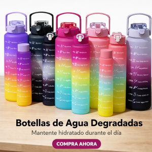 Tríó de Botellas Degradada de Agua con Tapa Flip por Mayoreo – 3482