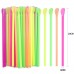 Popotes de plástico con cuchara colores surtidos paquete con 100 piezas por mayoreo 34866-3