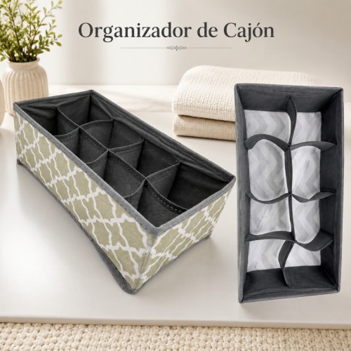 Organizador plegable de cajones fabricado en tela resistente. Por Mayoreo