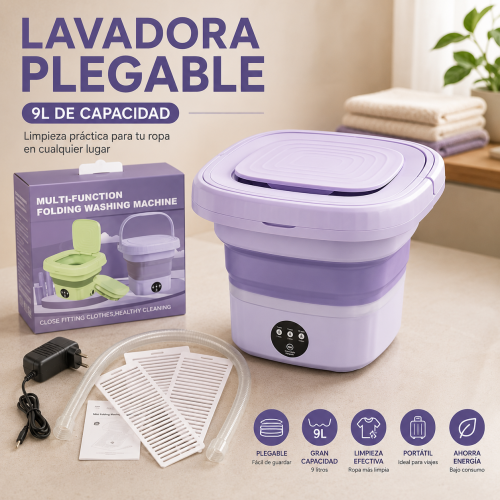 Lavadora plegable de 9 litros con diseño compacto, ideal para lavar prendas pequeñas en espacios reducidos. Venta por mayoreo Lavadora plegable de 9 litros con diseño compacto, ideal para lavar prendas pequeñas en espacios reducidos. Venta por mayoreo