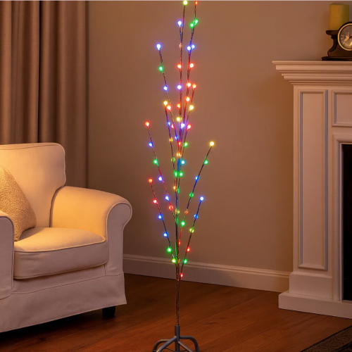 Árbol decorativo artificial en color blanco, con altura de 150 cm e iluminación LED multicolor. Venta por mayoreo 883616