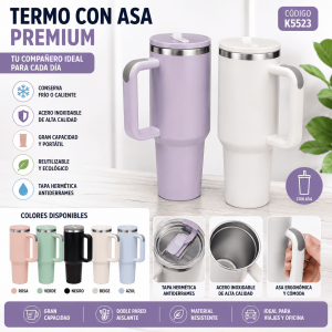 Termo Térmico de 40 Onzas con Asa Premium de Acero Inoxidable por Mayoreo