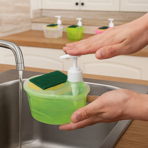 Dispensador de jabón líquido 2 en 1 con base para la esponja, evita el desperdicio, para limpieza del hogar. Venta al por mayor 3772