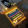 Pantalla de acrílico con luz led para dibujar. Incluye plumones fluorescentes y soportes, ideal para niños. Venta por mayoreo 3779