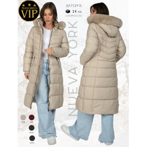 Chamarra larga estilo New York para mujer, acolchada y térmica, con gorro afelpado y detalles de lujo. Con Forro de Peluche.  Calidad PREMIUM Gorro Desmontable.  Venta al por mayor 3JA7529 B