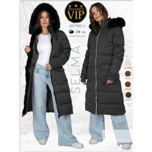 Chamarra larga acolchada para mujer modelo Selma con gorro y peluche | Abrigo térmico invierno 2025 estilo moderno Cálida  Premium Gorro desmontable.  Con forro de peluche.  Venta al por mayor 3JA7885-1