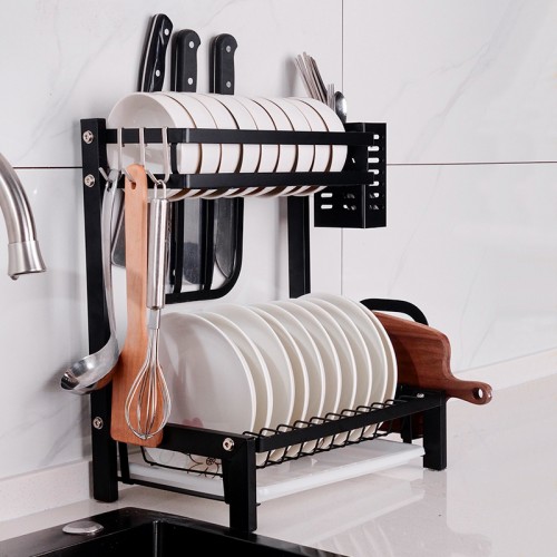 Escurridor metálico de platos con charola y porta utensilios, diseño resistente, venta por mayoreo cod 4015