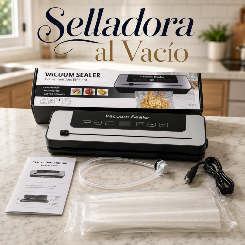 Selladora al vacío con panel de control, ideal para empacar alimentos. Venta por mayoreo