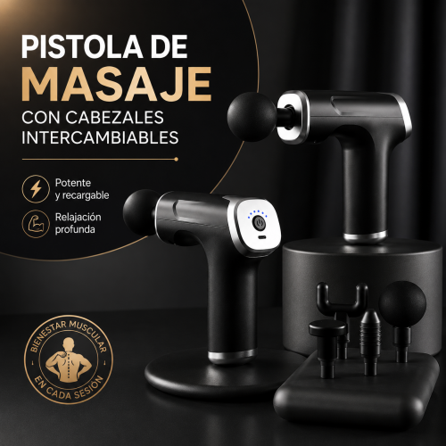 Pistola de masaje colores variados con cabezales intercambiables, ideal para masaje corporal. Venta por mayoreo Pistola de masaje colores variados con cabezales intercambiables, ideal para masaje corporal. Venta por mayoreo