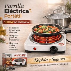 Parrilla Eléctrica Portátil 1000W Compacta por Mayoreo 4122