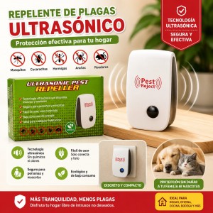Repelente de plagas ultrasónico para interiores, ideal para ayudar a ahuyentar insectos y roedores en el hogar. Venta por mayoreo