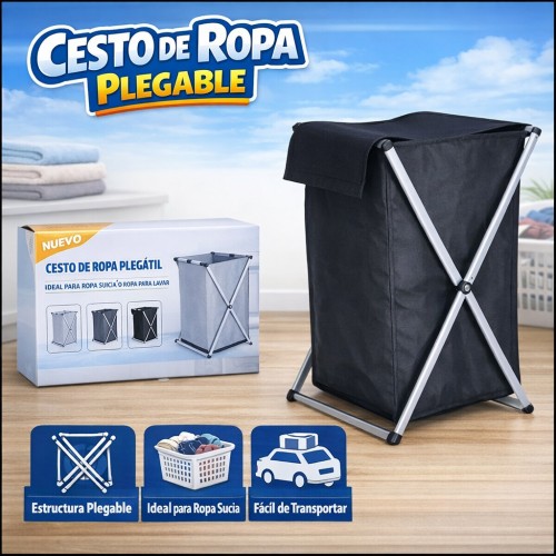 Cesto de Ropa Plegable con Estructura Metálica Resistente Venta por Mayoreo 4539