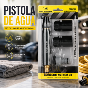 Pistola de agua de alta presión con ajuste. Ideal para uso en limpieza automotriz y reventa. Venta por mayoreo 