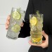 Vaso Totem de cristal transparente con diseño tallado único, ideal para agua, jugos, cócteles o bebidas refrescantes. Capacidad de 400ML