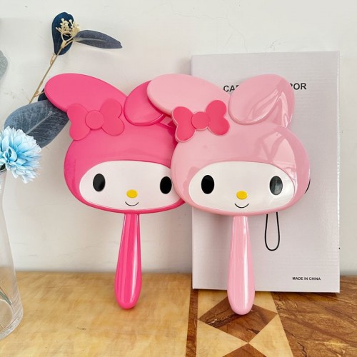 Espejo de mano diseño My Melody para niñas, colores rosa y fucsia, accesorio kawaii, venta al por mayor 4981