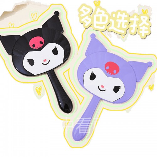 Espejo de mano diseño Kuromi para niñas, colores negro y morado, accesorio kawaii, venta al por mayor 4982
