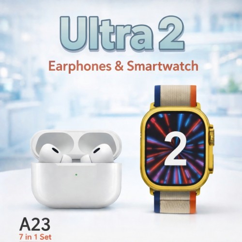 Smartwatch Ultra 2 A23 con Audífonos Inalámbricos 7 en 1 por Mayoreo 50020