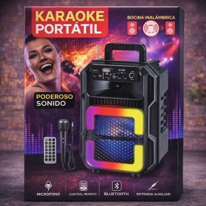 Bocina Karaoke Portátil Bluetooth con Micrófono y Luces LED por Mayoreo 50045