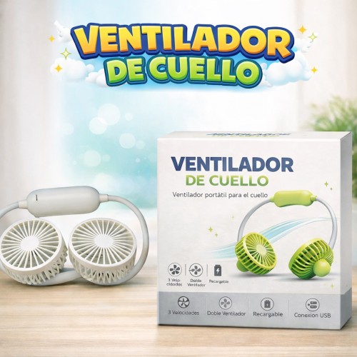 Ventilador de Cuello Portátil Recargable USB Doble Turbina por Mayoreo 501522