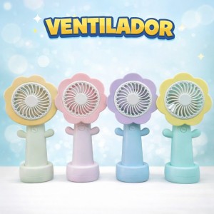 Ventilador Infantil Portátil Diseño Flor Colores Pastel por Mayoreo 501622