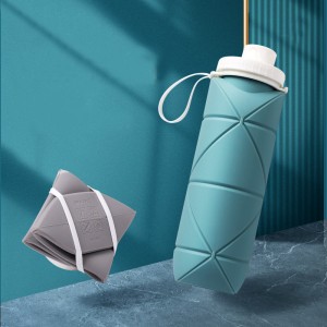 Botella de agua plegable de silicona portátil para deportes capacidad 500ml al por mayor 