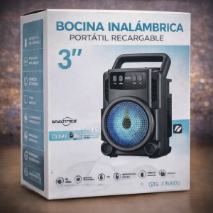 Bocina Inalámbrica Portátil 3 Pulgadas Bluetooth con Micrófono por Mayoreo 50200