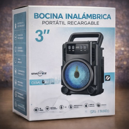 Bocina Inalámbrica Portátil 3 Pulgadas Bluetooth con Micrófono por Mayoreo 50200