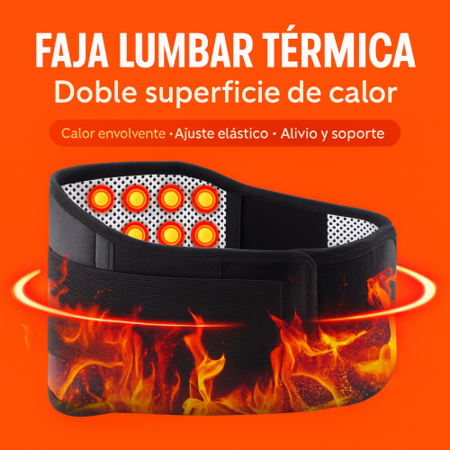 Faja lumbar térmica con doble superficie de calor y ajuste elástico. Proporciona alivio inmediato del dolor lumbar, mejora la postura Venta al por mayor 