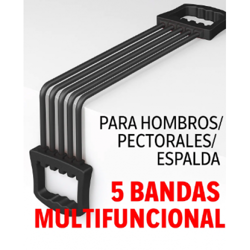 Expansor de pecho con 5 bandas elásticas de alta resistencia. Ideal para ejercitar pecho, brazos, hombros y espalda Venta al por mayor  50316