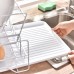 Escurridor de trastes 2 niveles de acero inoxidable con bandeja extraíble, organizador para platos y utensilios, ideal para encimera de cocina, venta por mayoreo 50335-3