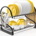 Escurridor de platos de 2 niveles con bandeja de goteo, soporte para utensilios y portavasos, estructura resistente para cocina, venta por mayoreo 50335-4