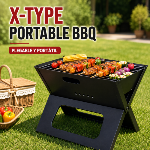 Asador portátil tipo X con diseño compacto, ideal para reuniones y cocina al aire libre. Venta por mayoreo Asador portátil tipo X con diseño compacto, ideal para reuniones y cocina al aire libre. Venta por mayoreo