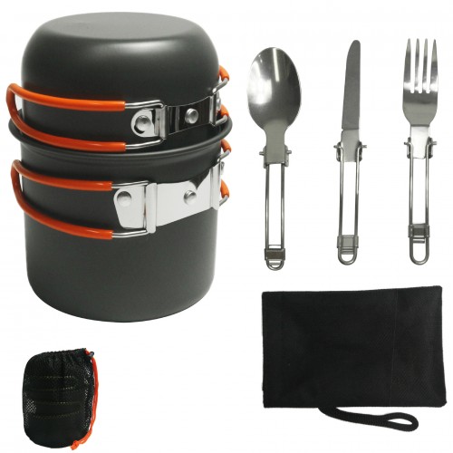 Juego de ollas de 2 piezas de cocina portátiles para exteriores, para acampar al aire libre (122*105 mm y 115*60mm)  al por mayor 50503014