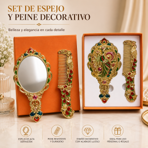Set de espejo de mano y peine decorativo por mayoreo