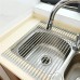 Escurridor plegable de acero inoxidable para tarja, ideal para secar platos, vasos, frutas y verduras. Venta por mayoreo 5580