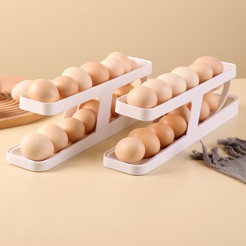 dispensador de huevos, organizador automático de huevos, bandeja de huevos apilable, soporte para huevos de cocina, almacenamiento práctico para refrigerador, mayoreo 5646 
