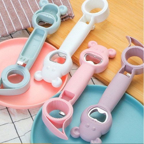 Abridor de botellas multifuncional con forma de oso, abrelatas universal ideal para abrir botellas, frascos y tapas fácilmente. Venta por mayoreo 5890