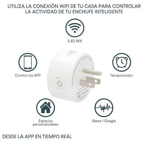 Enchufe inteligente (Conexión wifi, compatible con Alexa, Google y Tuya) 60122