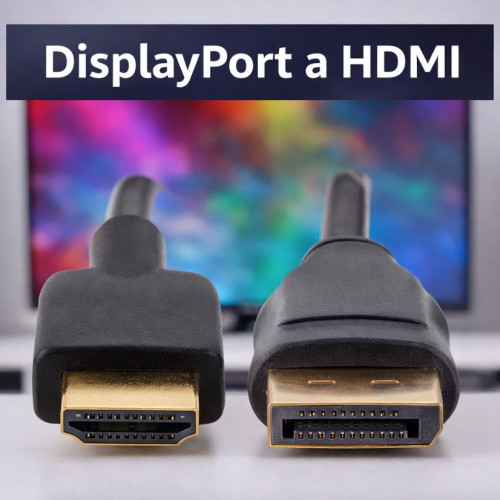 Cable DisplayPort a HDMI de 1.5 metros ideal para transmitir imagen y sonido entre dispositivos. Diseño práctico y funcional. Venta por mayoreo 60546