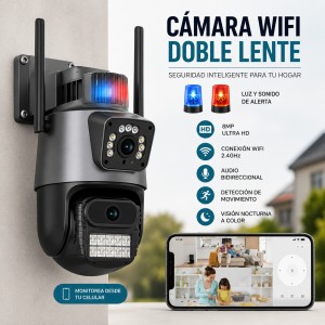 Cámara WiFi doble lente para seguridad por mayoreo