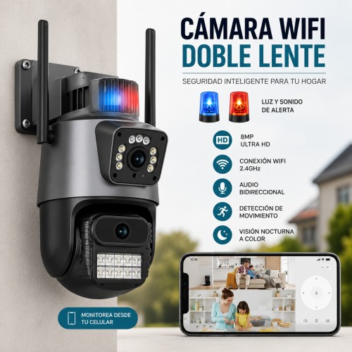 Cámara WiFi doble lente para seguridad por mayoreo