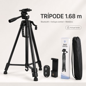 Trípode metálico 1.68 m con Bluetooth por mayoreo