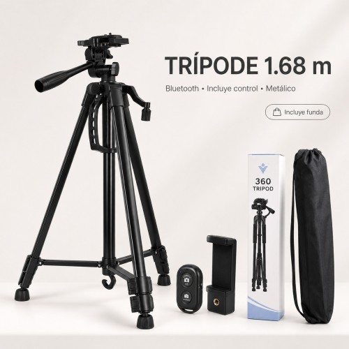 Trípode metálico 1.68 m con Bluetooth por mayoreo