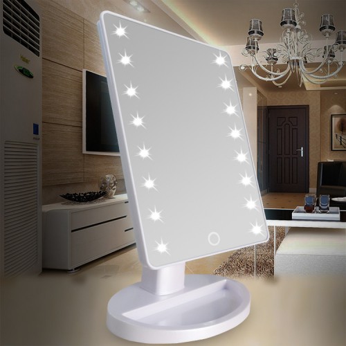 Espejo de tocador giratorio de 360 ​​grados con sensor táctil 16 LEDs conexion USB mayoreo 60833