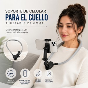 Soporte de celular para el cuello ajustable de goma por mayoreo