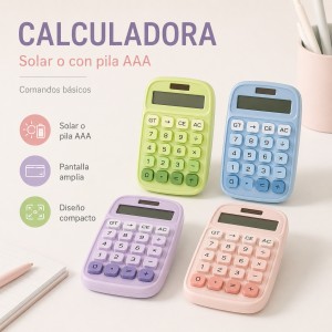 Calculadora Básica Solar o con Pila AAA por Mayoreo