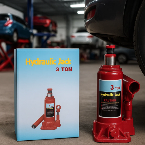 Gato hidráulico tipo botella con capacidad de carga de 3 toneladas, ideal para automóviles, camionetas y vehículos ligeros. Venta por mayoreo