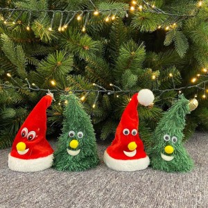 Gorro navideño animado con música y movimiento. Diseños de Santa Claus y árbol navideño. Ideal para fiestas, decoración o regalo divertido. Venta por mayoreo. 6143-10