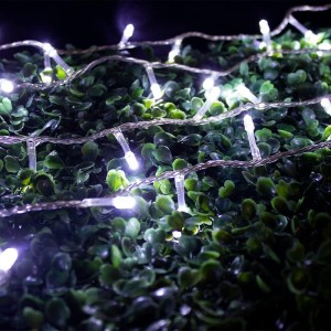 Serie de luz LED color blanco, cable transparente 25 metros 500 LEDS. Venta por mayoreo